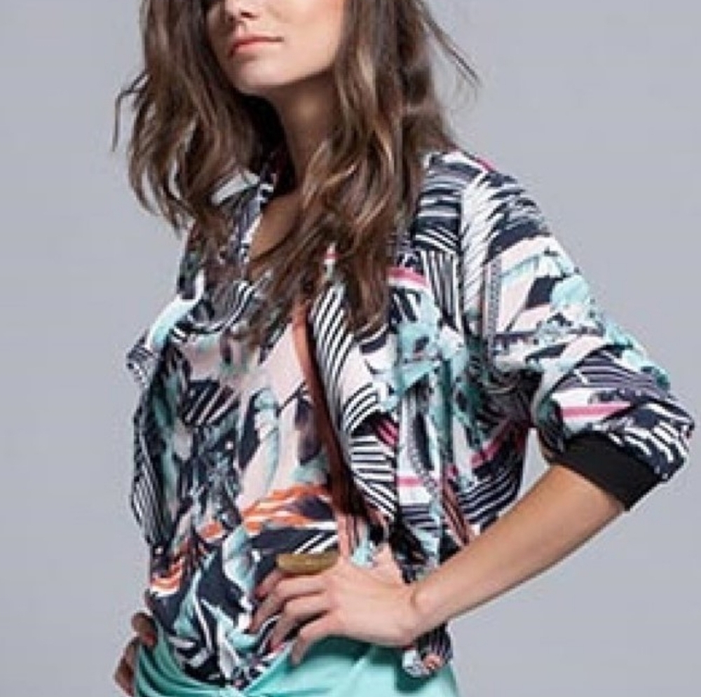 NWT Maloka Asymmetrical Tropical Avant Garde Colorful Tornado Bolero